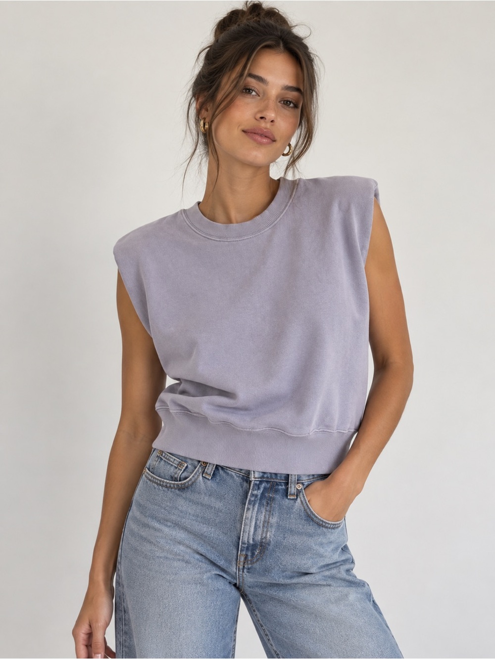 Wilfred Lavender Padded-Shoulder Muscle Tee